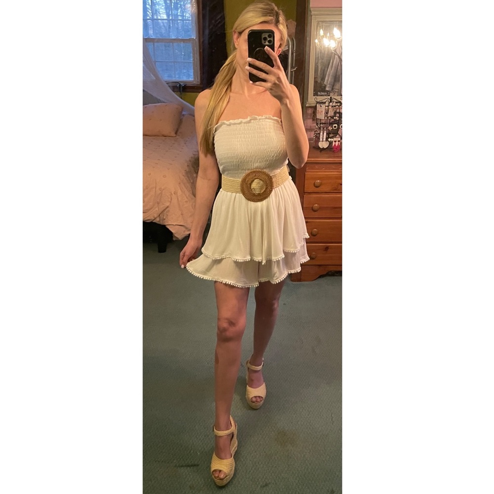 White Ruched Romper